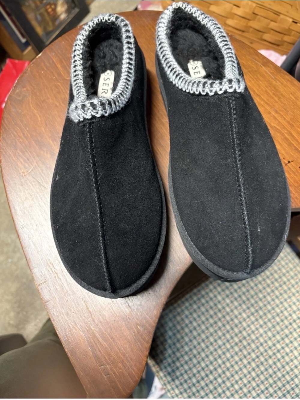 Serra Black Women's Slip-On Loafers with Gray Trim